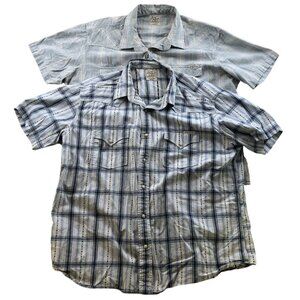 Vintage Lucky Brand Men Dungarees Shirt Size XXL Lot Of Two Short Sleeve Western